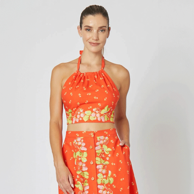 Rachel Antonoff Miranda Halter Top - Border Berries Rachel Antonoff Miranda Halter Top - Border Berries