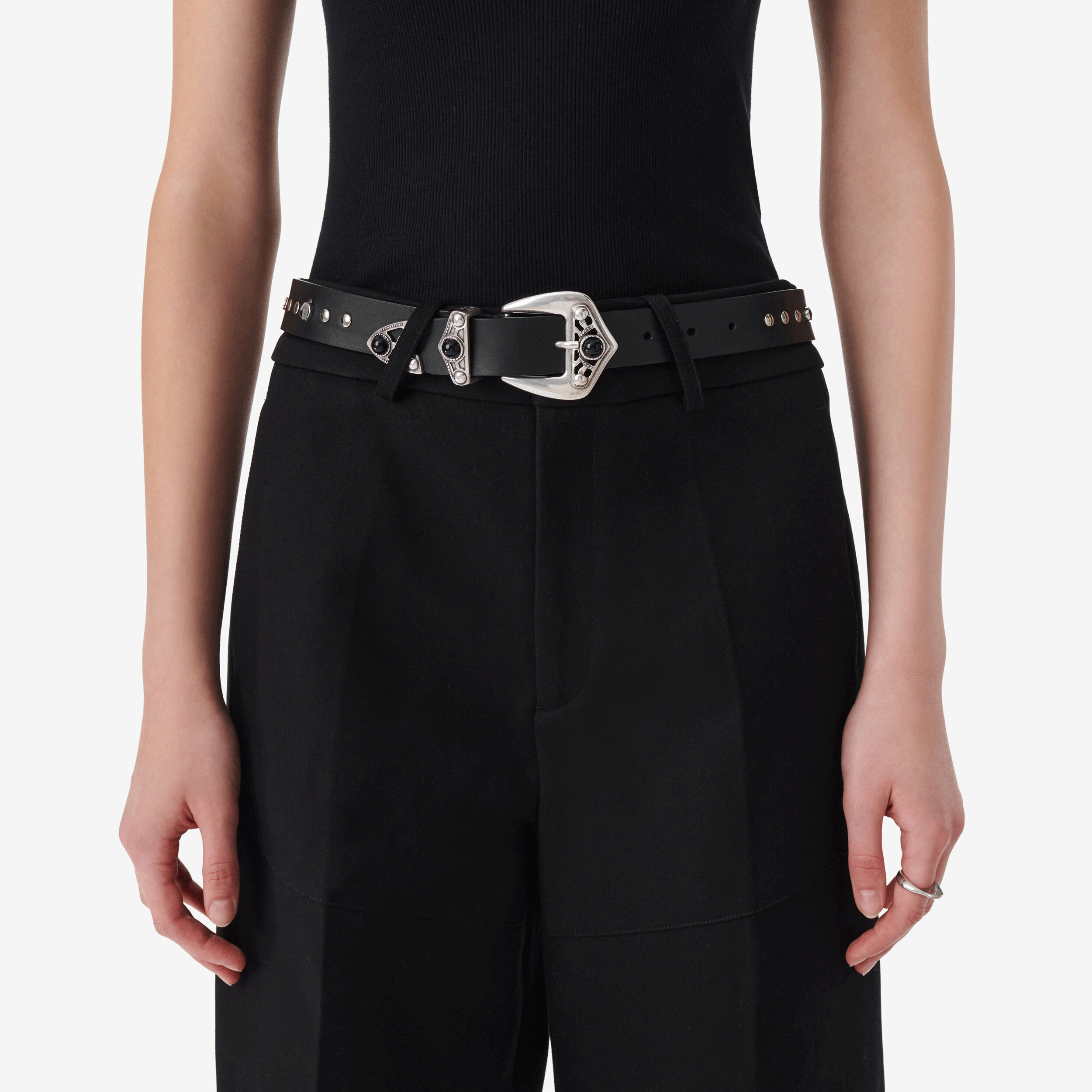 NWT! IRO COP LEATHER black/gold BELT Jay Pee New Jersey State Police Style Sam Browne Duty Belt 2  main image 2