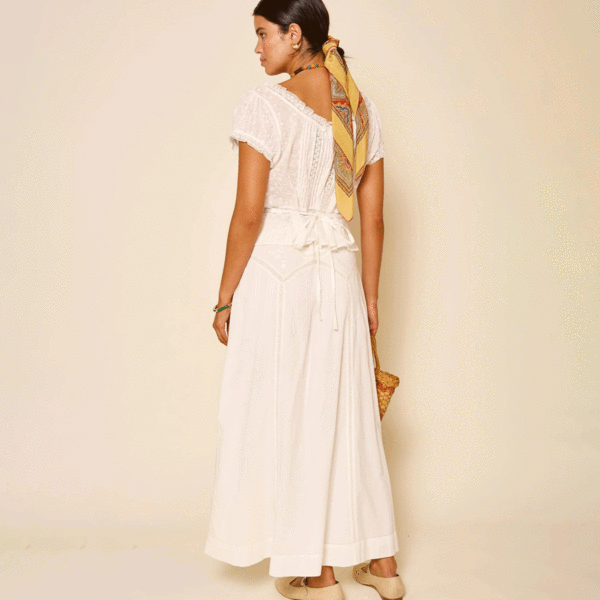RIXO LONDON Vienne Cotton Midi Skirt - Ivory | Garmentory