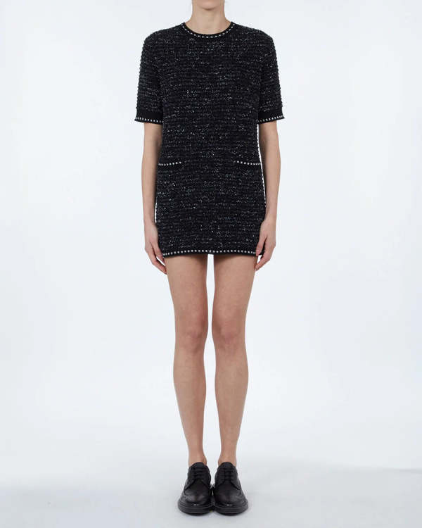 princess polly baby blue dress Thom Browne Eyelash Tweed Jacquard Mini Dress - Black