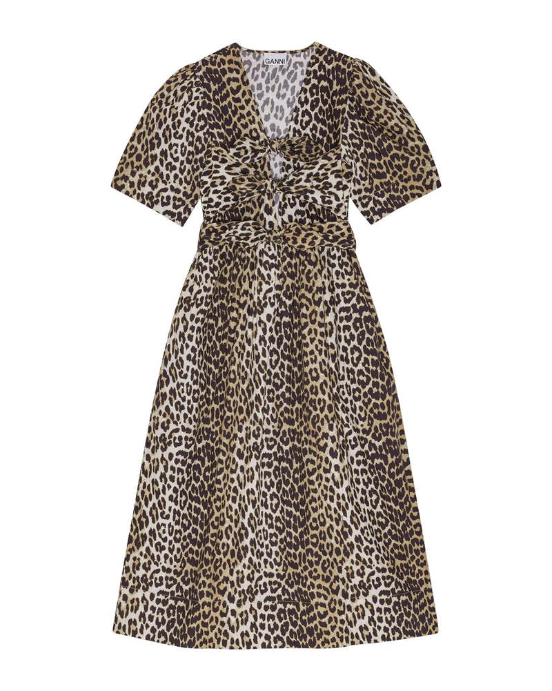 パーティードレス Leopard Print Tie Strap Midi Dress Leopard Tie Strap Midi Dress | GANNI