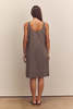amente Front Shirring Cotton Knee Dress - Olive/Brown - Thumbnail 9