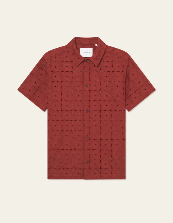 LES DEUX Hector Anglaise Short Sleeve Shirt - Fired Brick LES DEUX Hector Anglaise Short Sleeve Shirt - Fired Brick