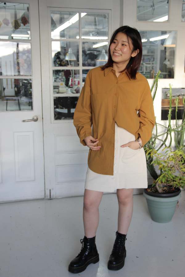 Exclusivits Eve Gravel Chemise BELFAST shirt - Crme/Moutarde/Noir/Fuchsia