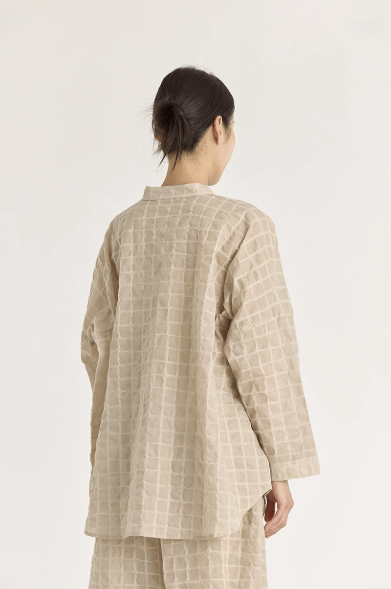 Black Crane Ripple Finish Shirt - Beige Black Crane Ripple Finish Shirt - Beige