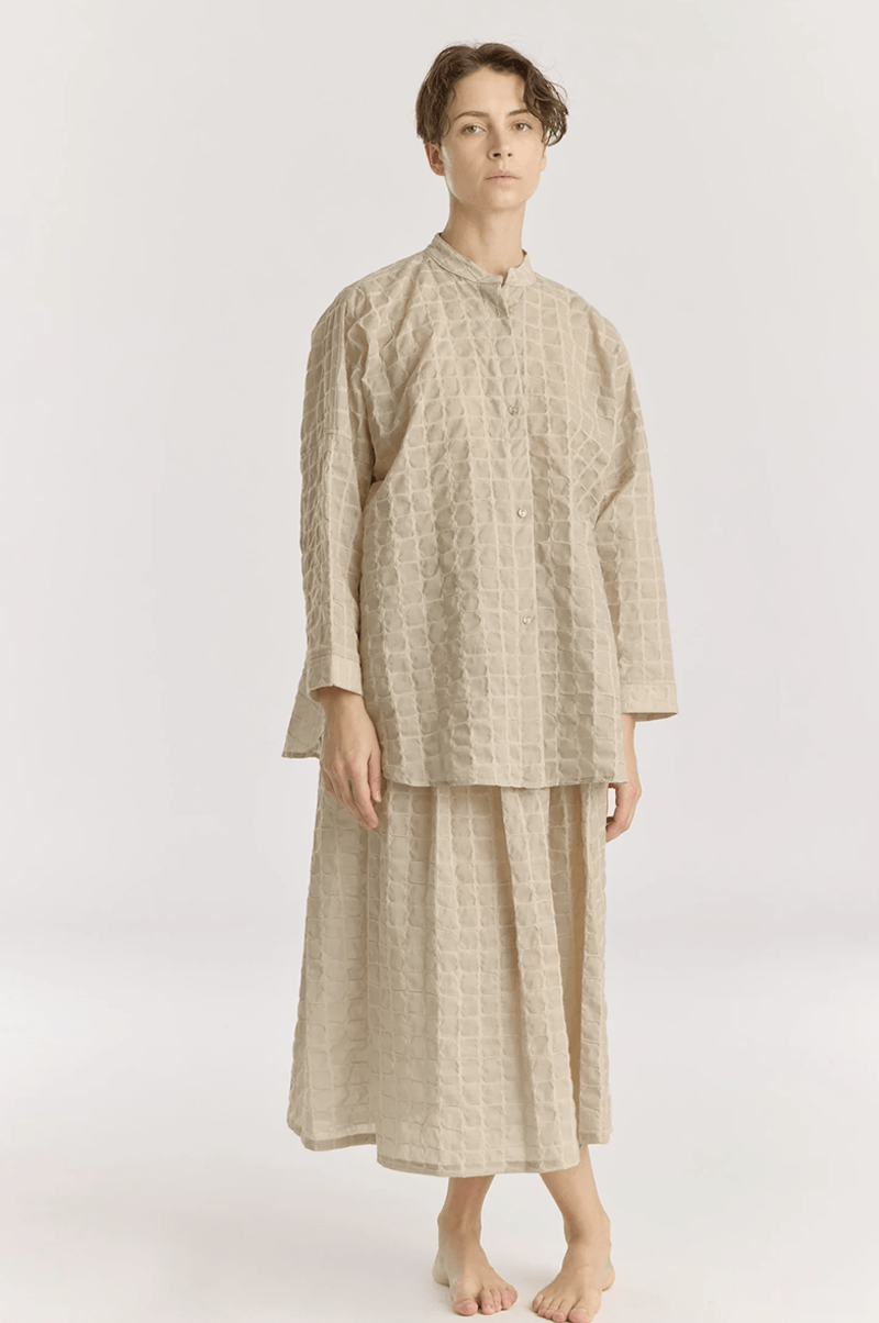 Black Crane Ripple Finish Shirt - Beige Black Crane Ripple Finish Shirt - Beige