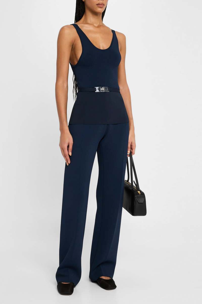 Brandon Maxwell Julia Scoop Neck Knit Tank With Turnlock Belt