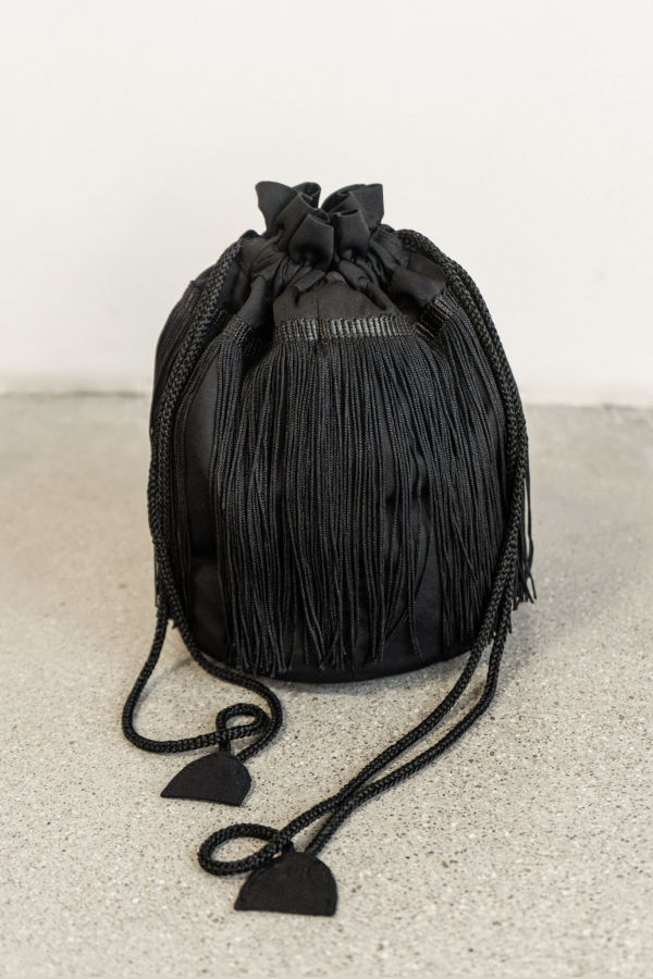 K M by L A N G E Frill Cinched Bag - Black
