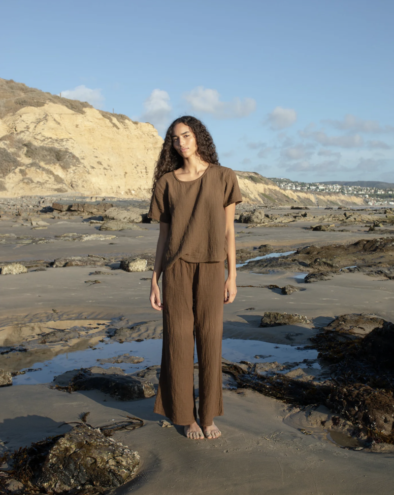 Honest Cotton Crinkle Pant - Chocolate