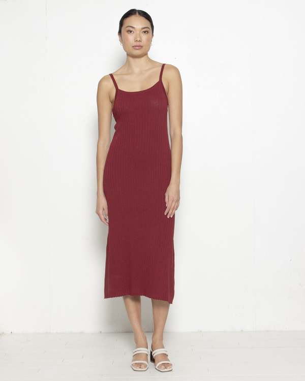 slim fit dress slacks Poster Grl Fitted Ribbed Knit Maxi Dress main image 0