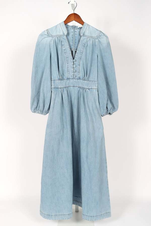 ZIMMERMANN ジマーマン ワンピース Lucky denim midi 1062807 Lucky denim midi dress in blue - Zimmermann | Mytheresa