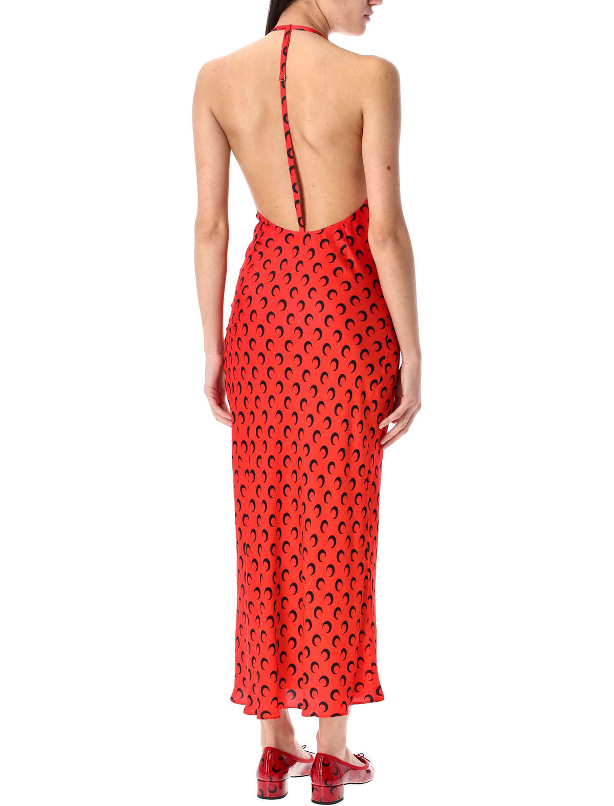 MARINE SERRE Moon Satin Long Slip Dress - Red/Black | Garmentory MARINE SERRE Moon Satin Long Slip Dress - Red/Black | Garmentory