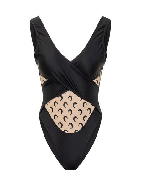 【関税&送料込】Marine Serre Black Stretch Nylon Swimsuit MARINE SERRE Stretch Nylon Swimsuit - Black | Garmentory