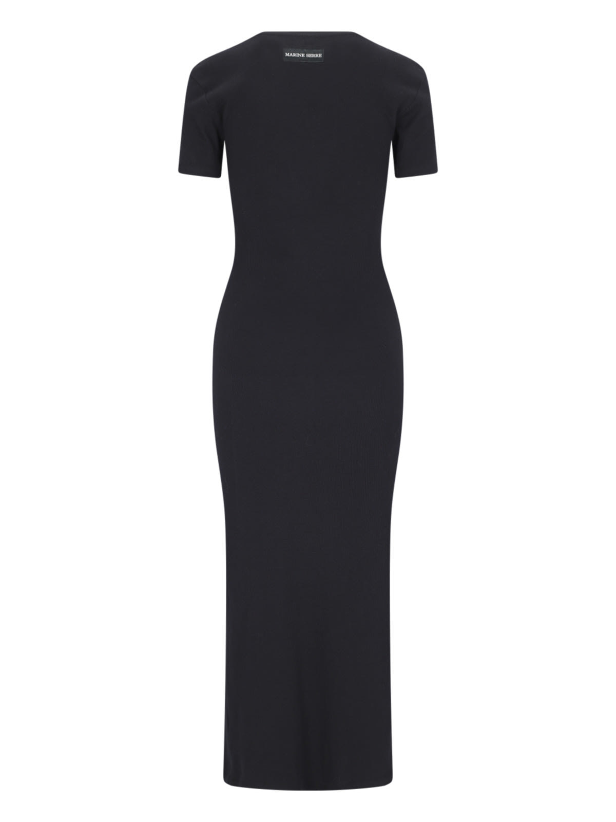 ワンピース Marine Serre Black Polyester Dress MARINE SERRE Maxi Sheath Dress With Logo - Black | Garmentory