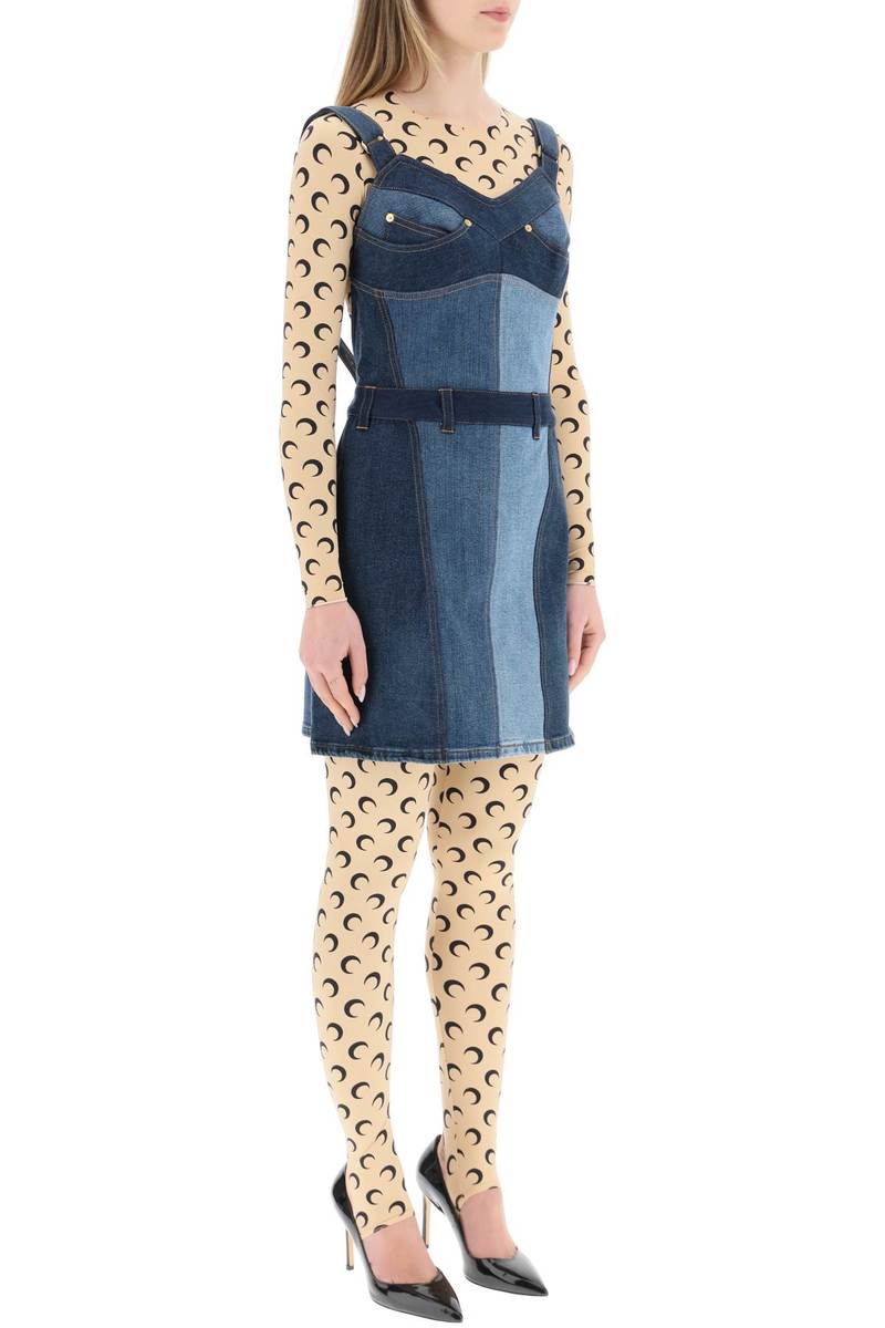 MARINE SERRE Regenerated Stretch Denim Mini Dress - Blue