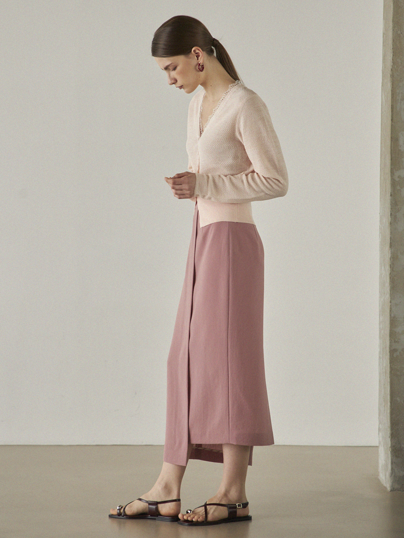 Maison De Ines Unbalanced H-Line Skirt - Pink
