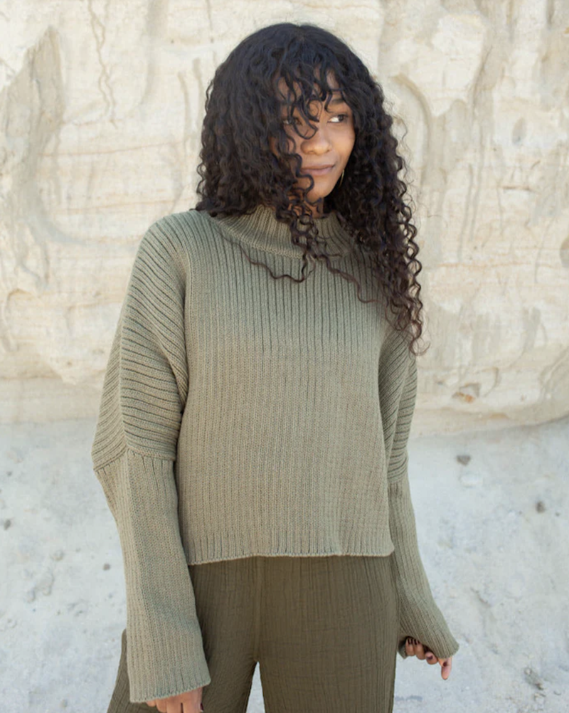 Honest Cotton Mock Neck Crop Sweater