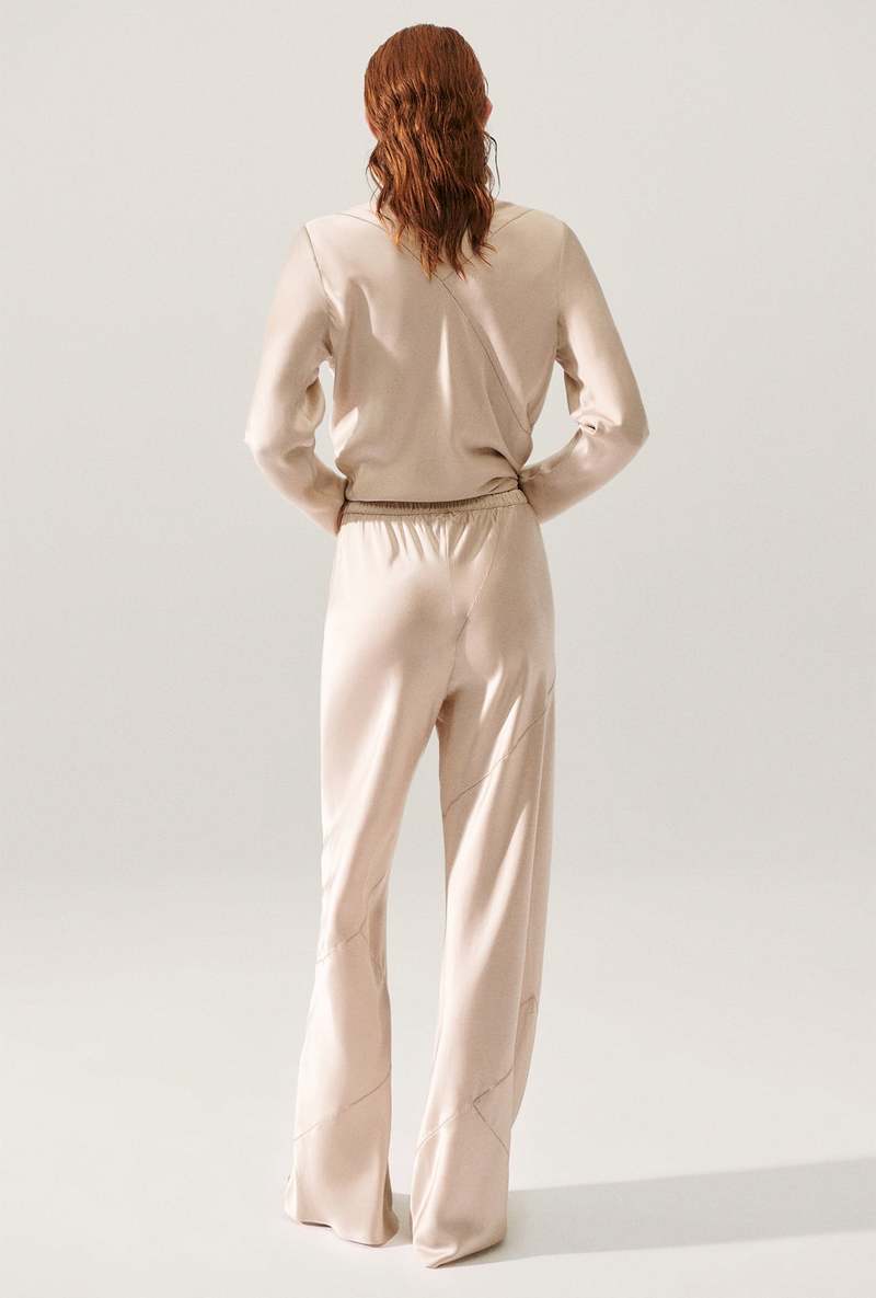 Silk Laundry Splice Bias Cut Pants - Hazelnut