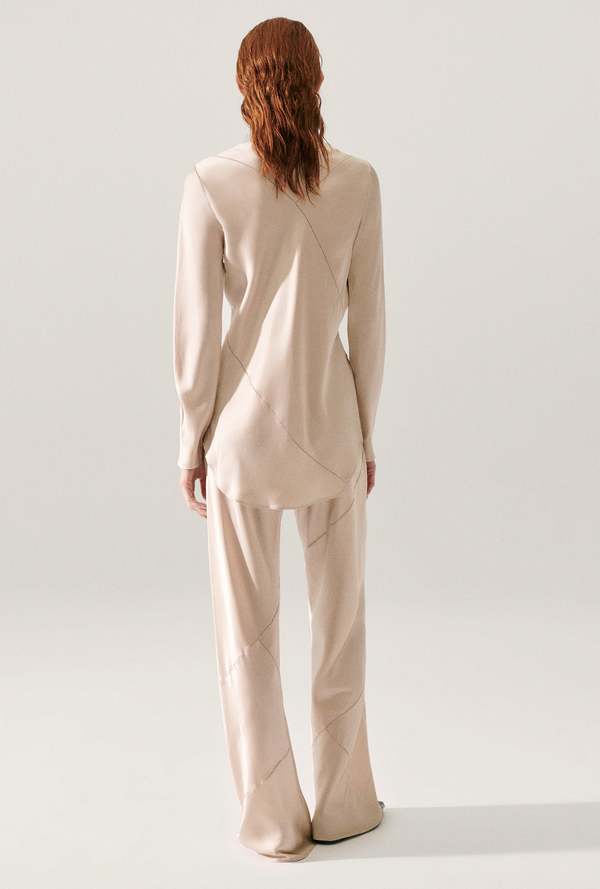 Silk Laundry Splice Bias Cut Pants - Hazelnut