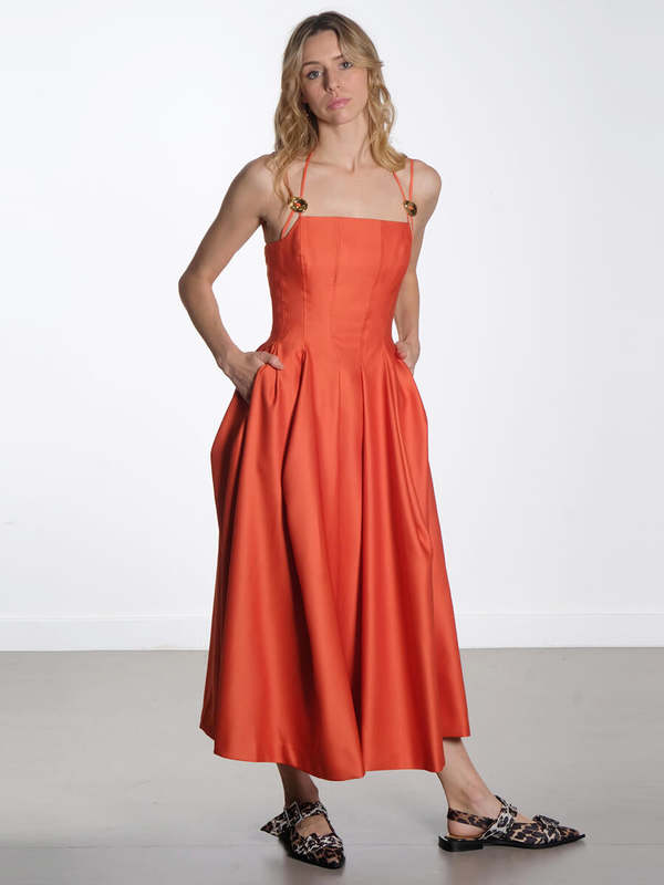 stine goya orange dress Stine Goya Sofie Strap cut-out Maxi Dress | Orange