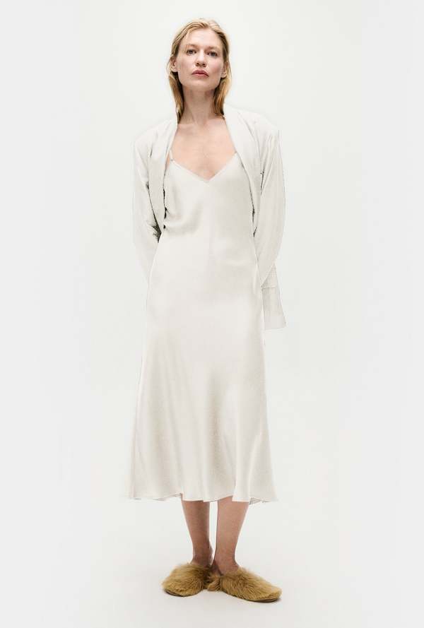 white dress with flowers Kamila Tulle Maxi Dress