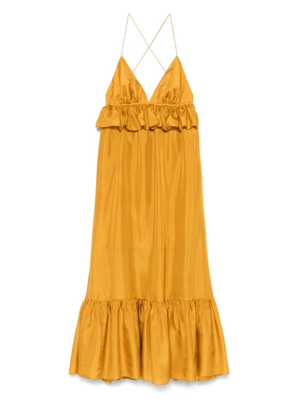 Zimmermann Rhiannon Ruffle Maxi Dress - Gold | Garmentory