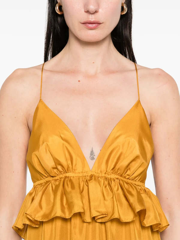Zimmermann Rhiannon Ruffle Maxi Dress - Gold | Garmentory