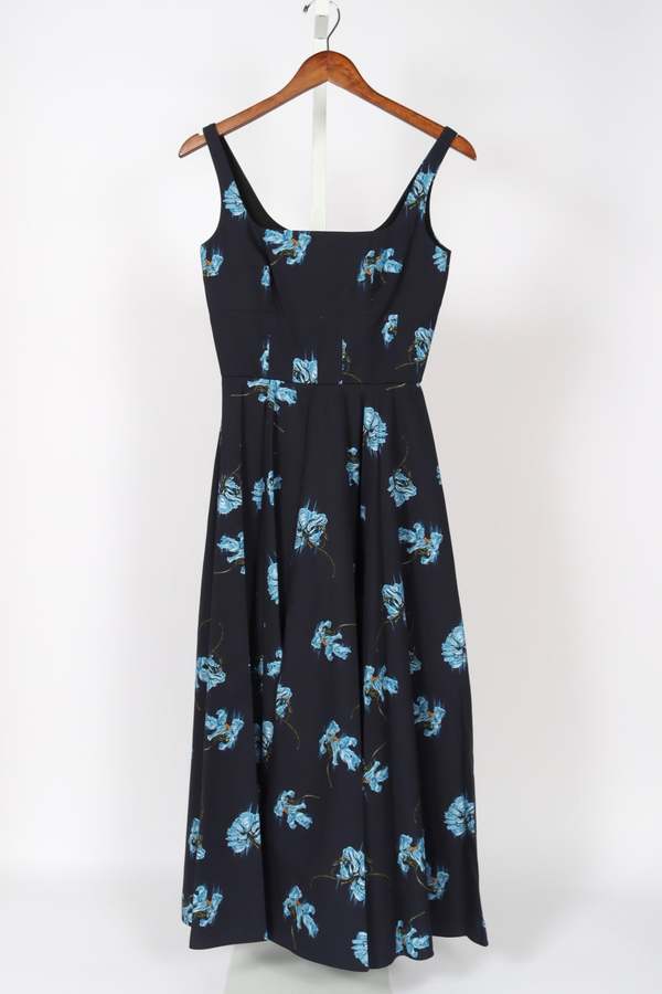 emilia wickstead dress blue Elta Dress In Steel Blue Double Crepe