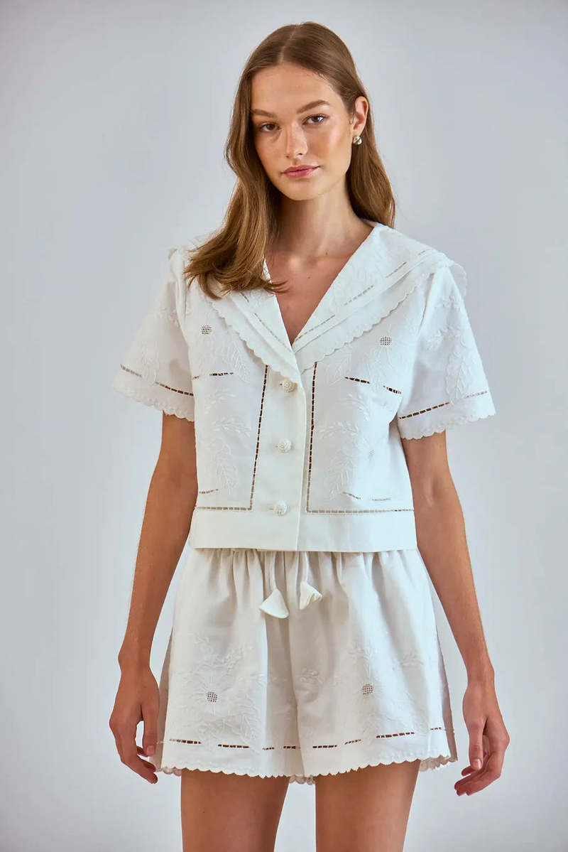 Hunter Bell Birdie Shirt - White Embroidery