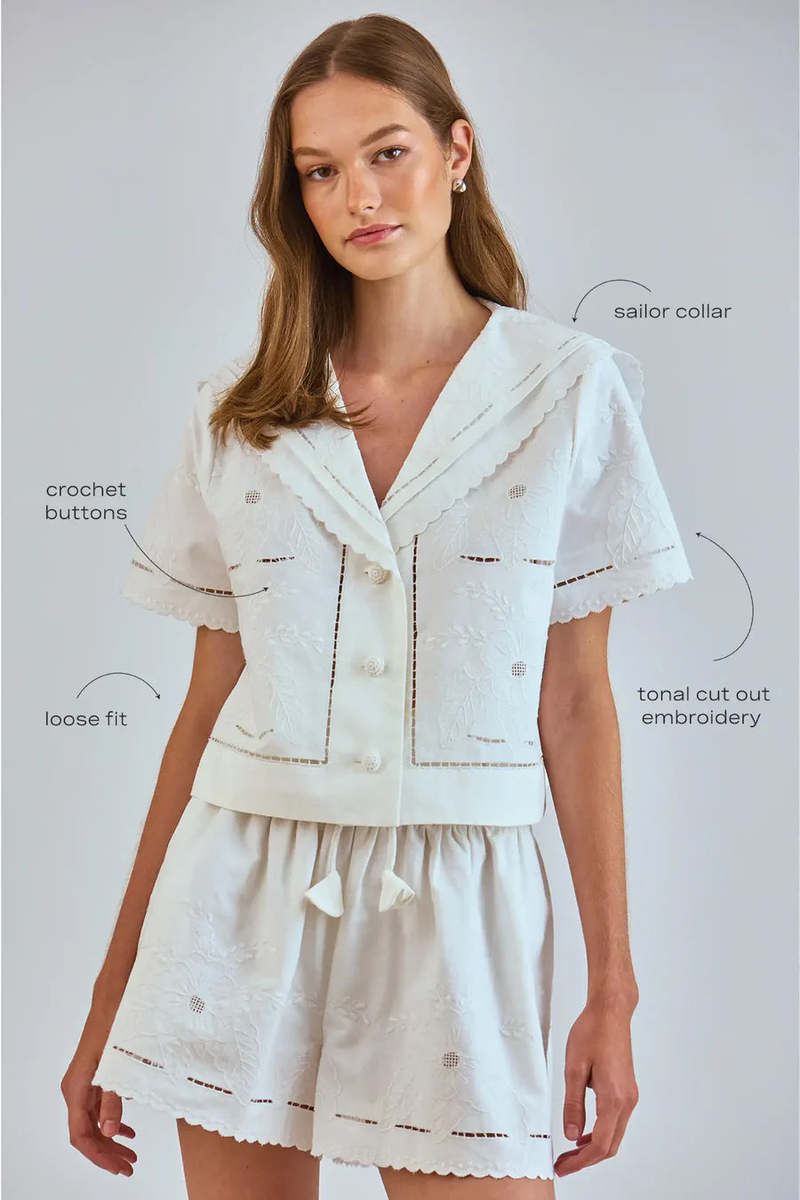 Hunter Bell Birdie Shirt - White Embroidery
