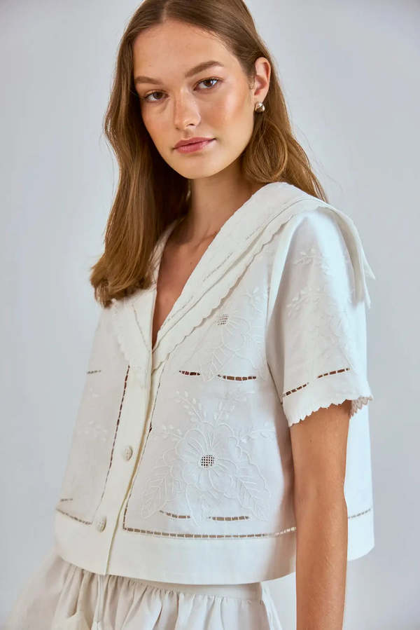 Hunter Bell Birdie Shirt - White Embroidery