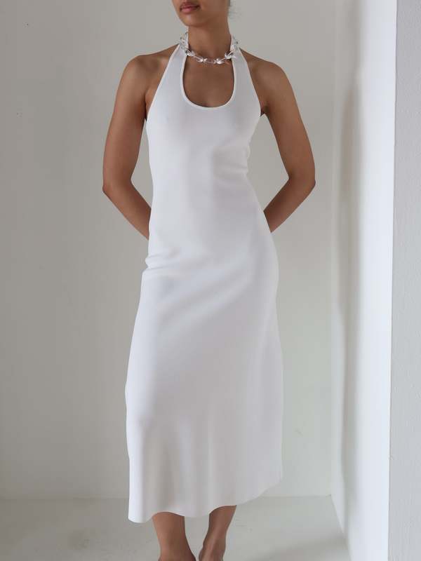 NIA Tamia Halter Dress - White | Garmentory