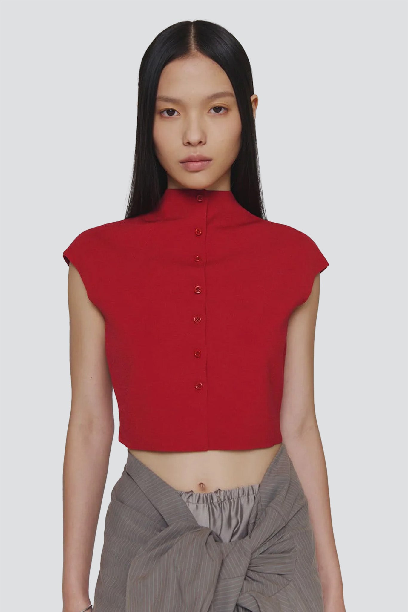 AMOMENTO Whole Garment Cap Sleeve Cardigan - Red | Garmentory