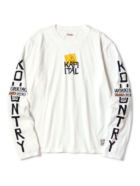 Kapital Chef Smiley Long Sleeve T - Black/Orange | Garmentory