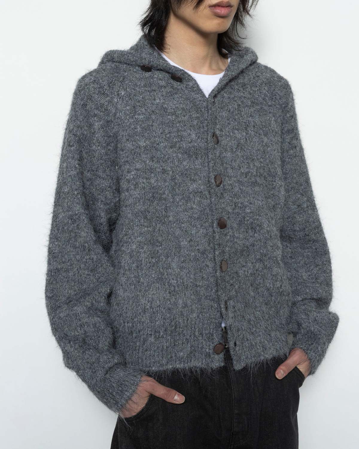 Simple Project Knitted Hoodie - Grey | Garmentory