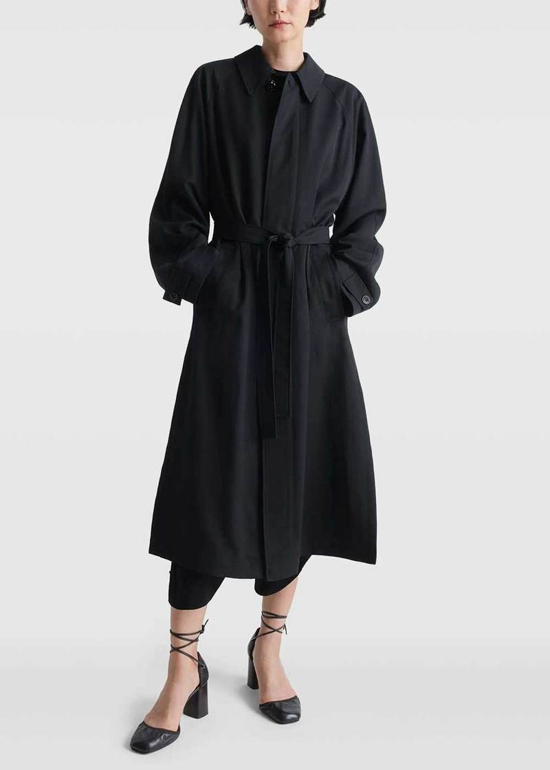 Lemaire Light Slitted Overcoat - Black | Garmentory