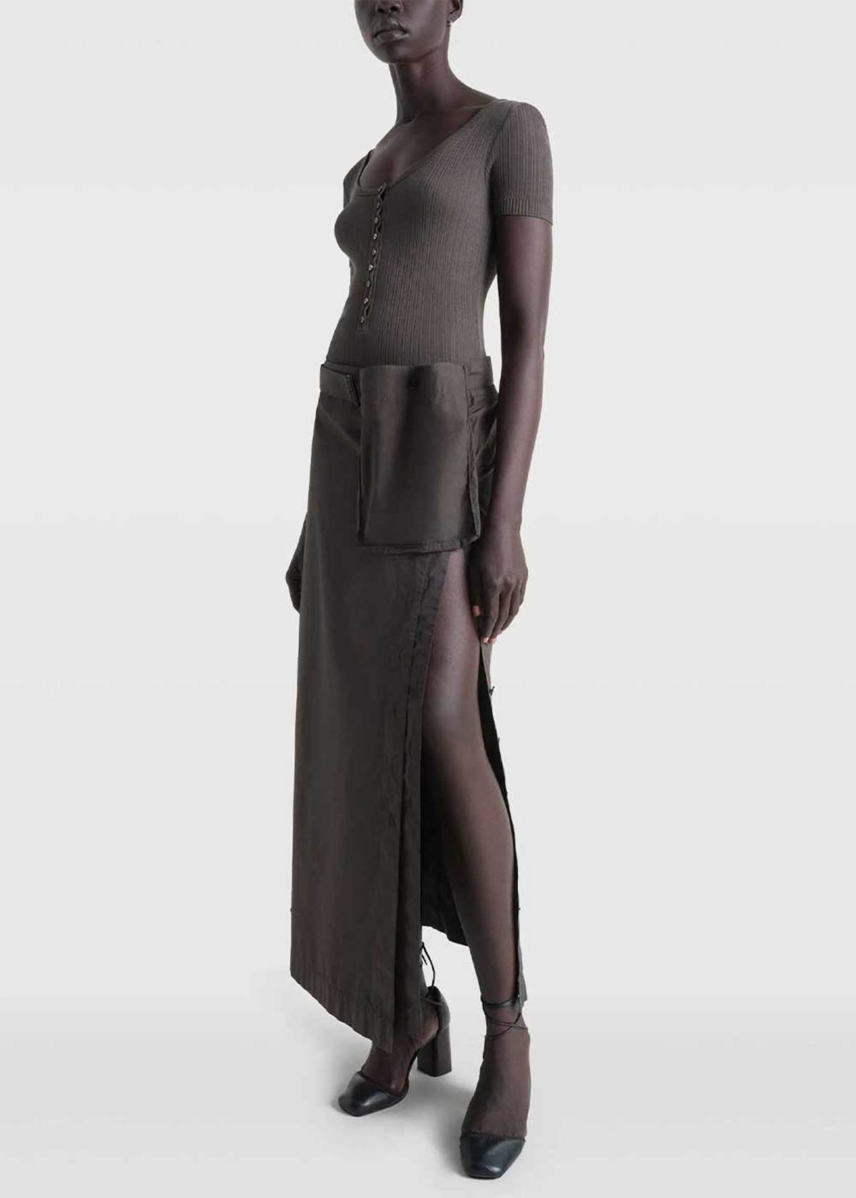 Lemaire Buttoned Long Skirt - Dark Brown | Garmentory