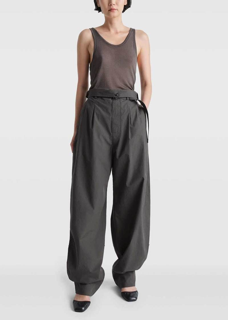 パンツ LEMAIRE Woman Pants Brown PA1206LF1308 BR507 Lemaire Folded Waistband Pants - Dark Brown | Garmentory