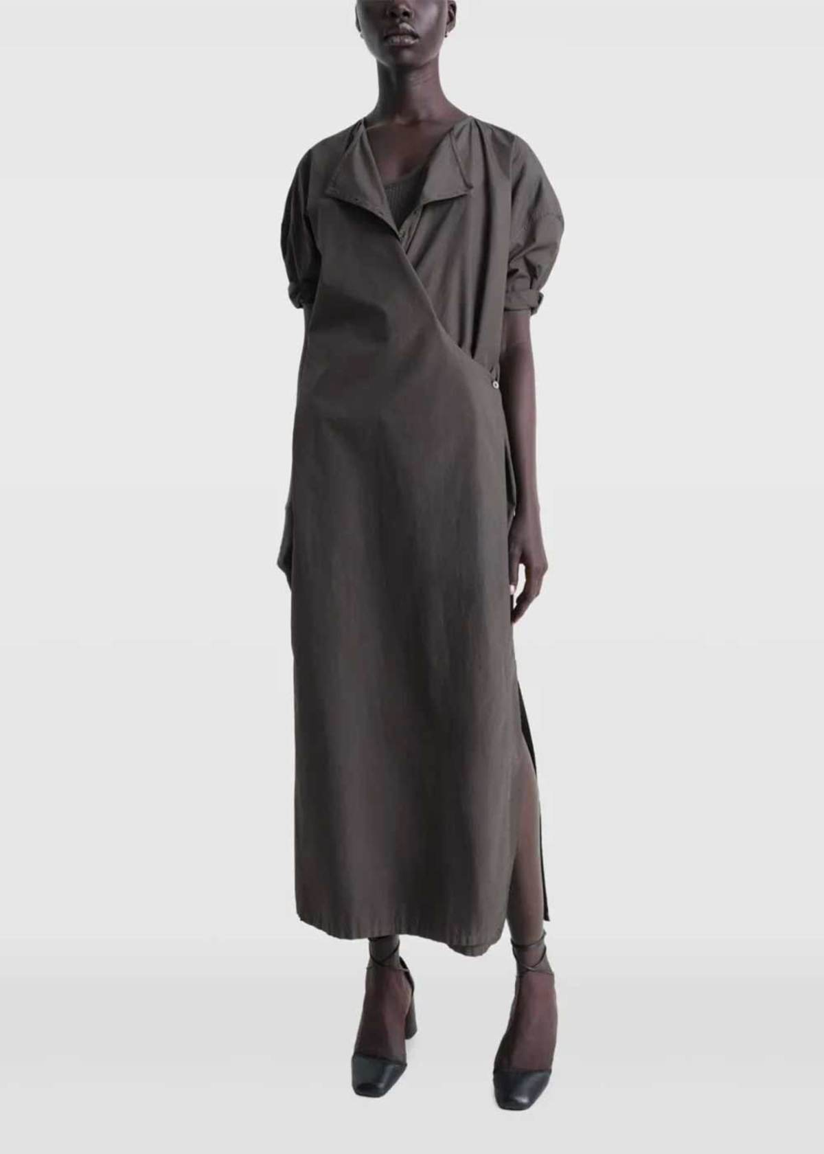 Lemaire Short Sleeve Twisted Dress - Dark Brown | Garmentory Lemaire Short Sleeve Twisted Dress - Dark Brown | Garmentory