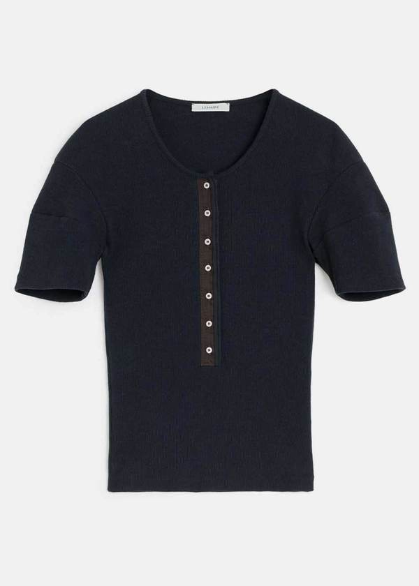 【LEMAIRE】FITTED HENLEY Lemaire Fitted Henley in Jet Black Curated at Jake and Jones