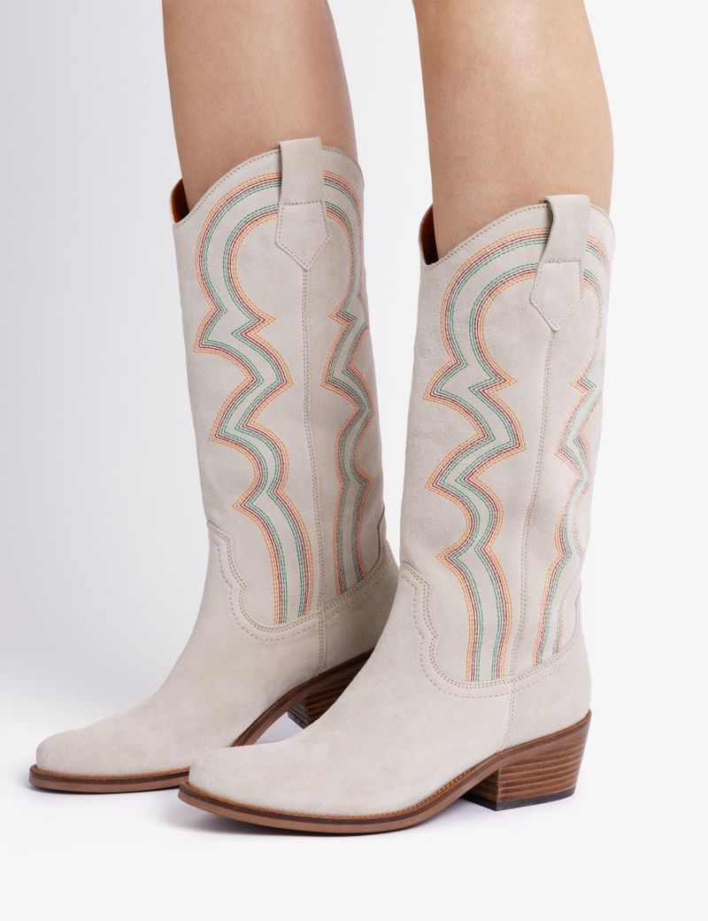 PENELOPE CHILVERS Sun Salutation Cowboy Boot - Chalk/Multi