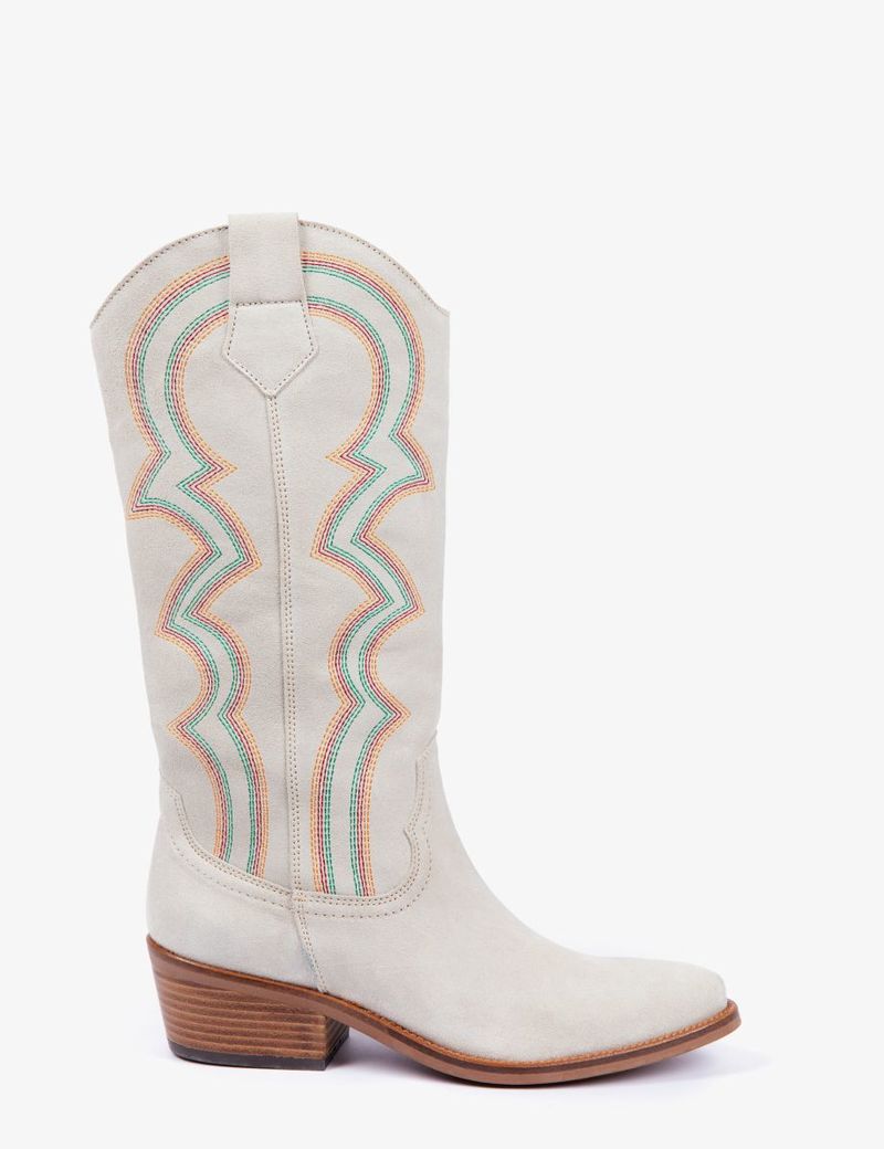 PENELOPE CHILVERS Sun Salutation Cowboy Boot - Chalk/Multi