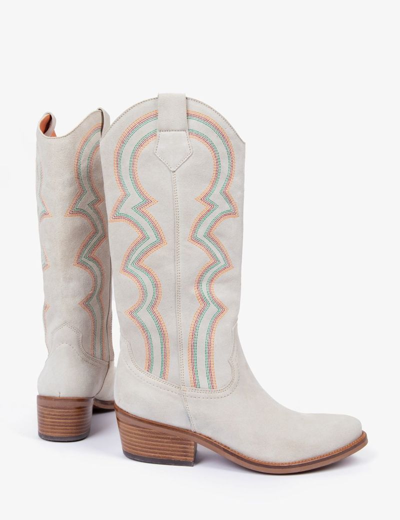 PENELOPE CHILVERS Sun Salutation Cowboy Boot - Chalk/Multi
