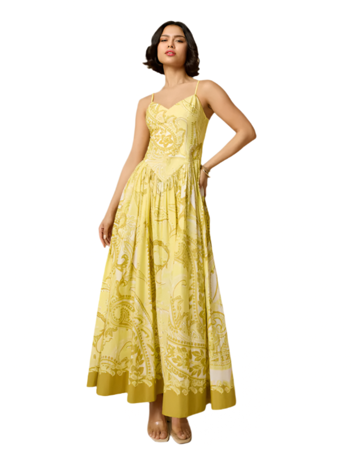 HEMANT & NANDITA Fiza Long Dress - Light Yellow HEMANT & NANDITA Fiza Long Dress - Light Yellow