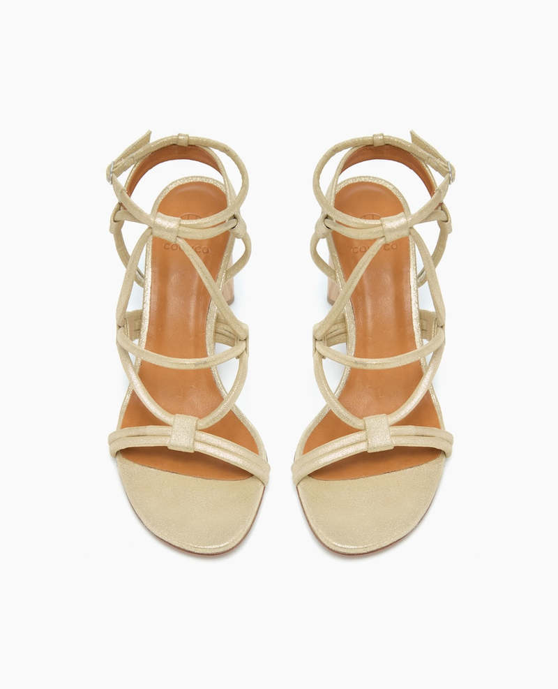 Coclico Glaze Heel Sandal - Champagne Shimmer Suede