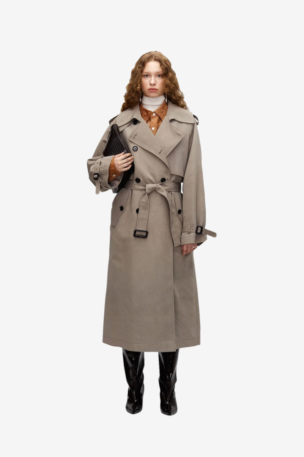 UMBER POSTPAST Acaia Dyed Cotton Silk Trench Coat - Beige