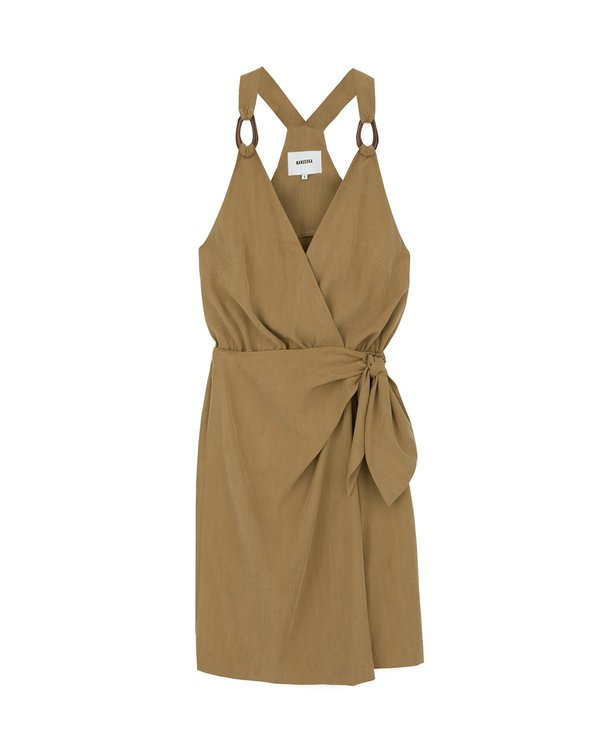 VENUS - Wrap front mini dress - Creme | Garmentory VENUS - Wrap front mini dress - Creme | Garmentory