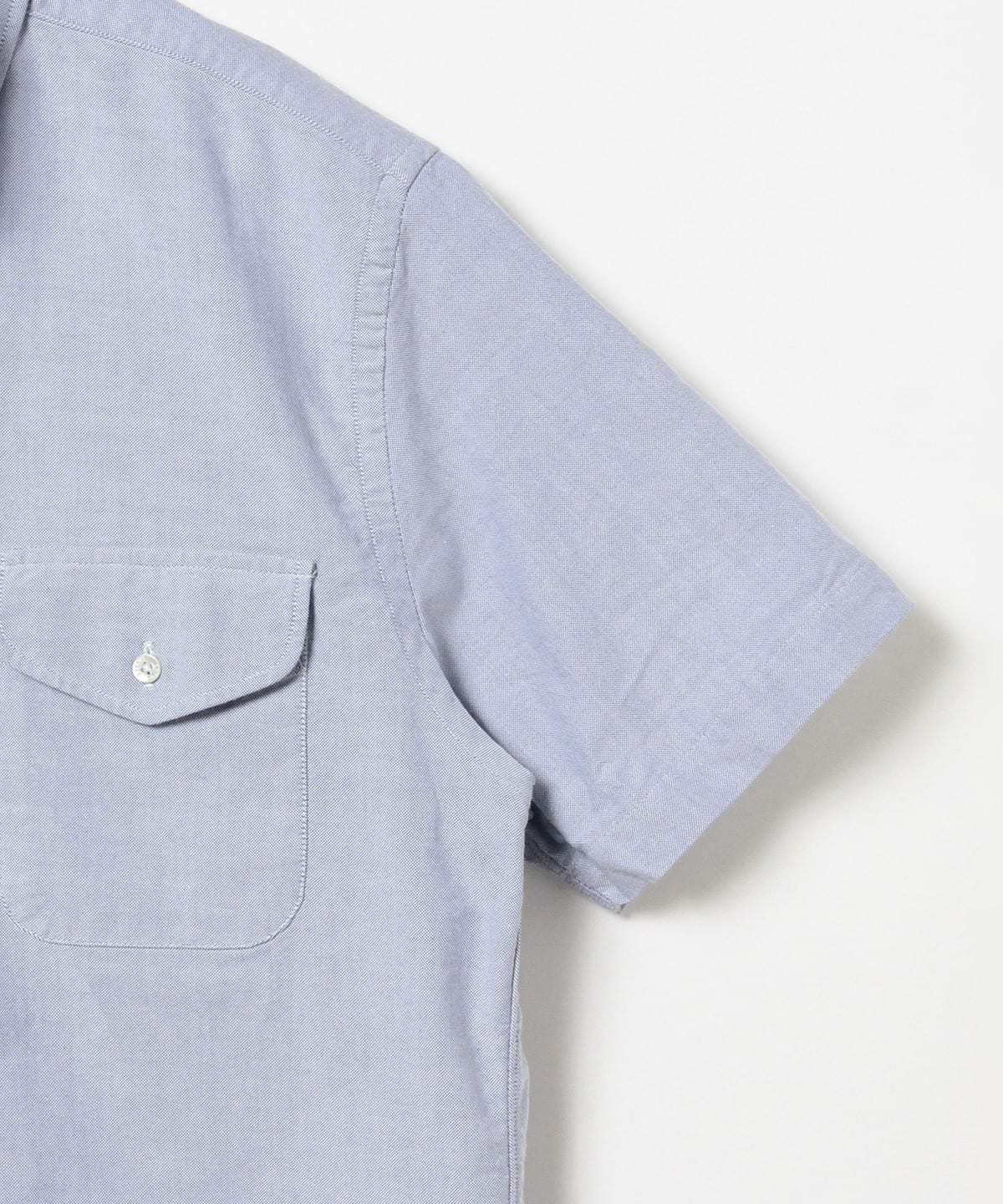 Beams Plus B.D. Short Sleeve Oxford Shirt - Sax - Image 4 of 5