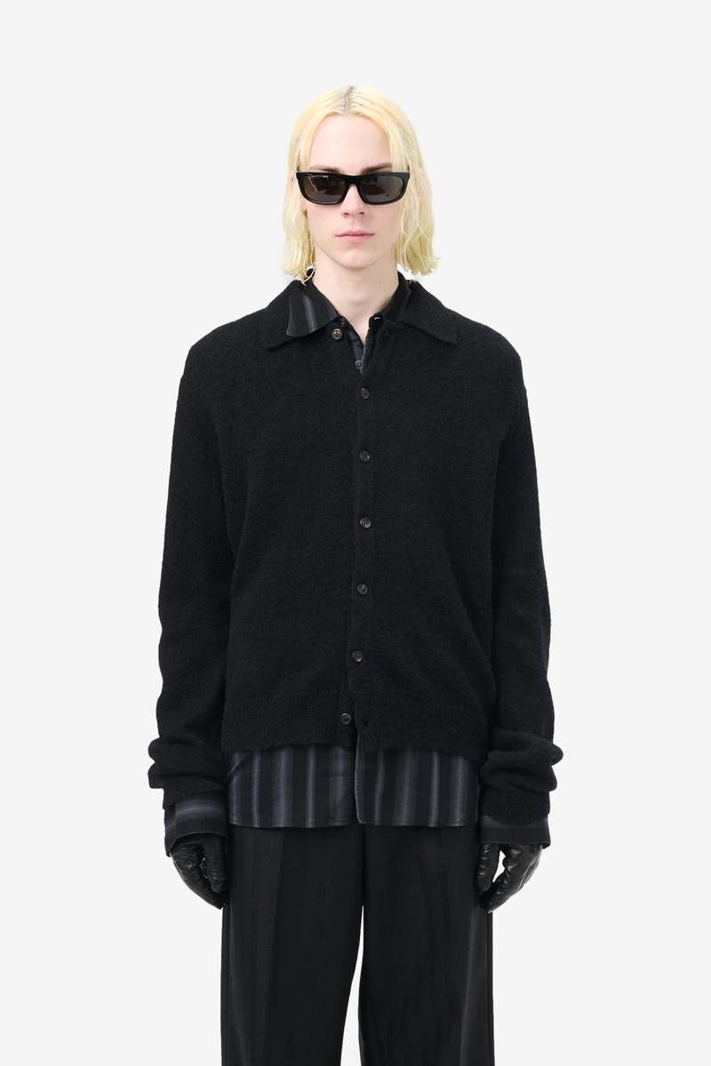 トップス Our legacy evening polo Our Legacy Fuzzy Alpaca Evening Polo Black - Polo Shirts