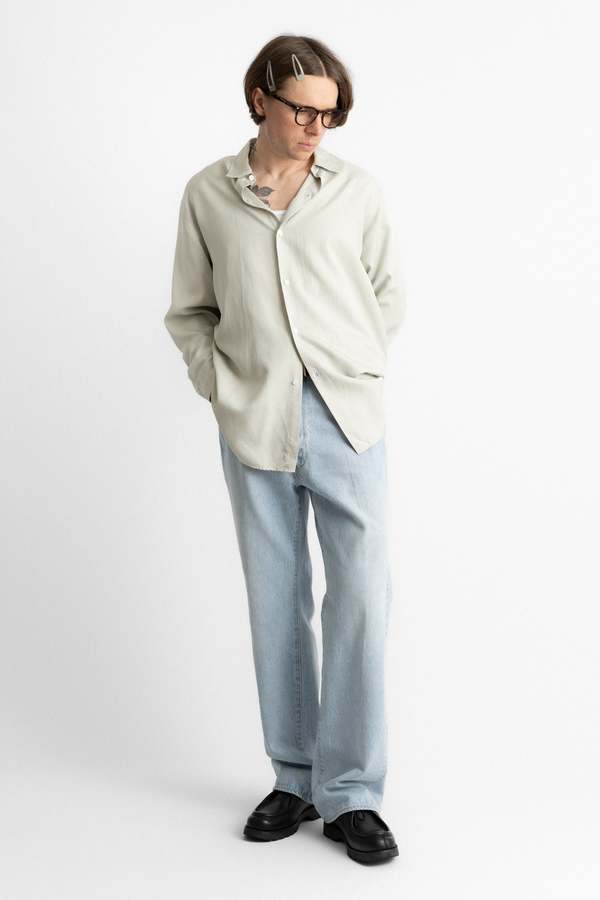 KAPTAIN SUNSHINE Plain Shirt Washed Silk Gabardine Shirt - Whisper